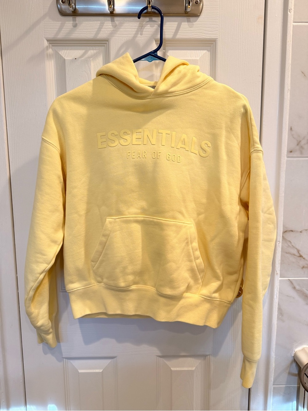 Pale Yellow ESSENTIALS Pullover Hoodie Size 8/M Kids